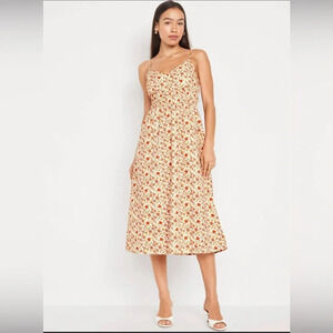 Old Navy Floral Waist-Defined Cami Midi Dress XS